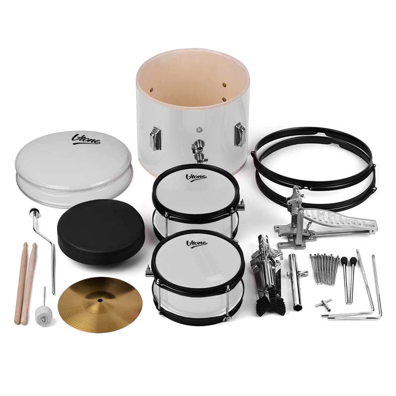 V-TONE VD Junior WH Ensemble de batterie pour enfants – Ensemble de batterie acoustique blanc pour enfants