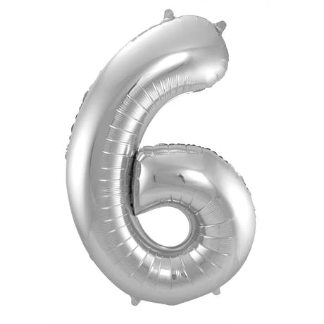Ballon en Forme de Chiffre 6 (Argent, 86 cm)
