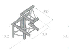 Coin à 3 voies ALUTRUSS TRILOCK 6082AL-31 /\ droit