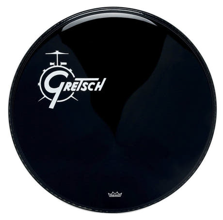 Gretsch Ambassador Ebony 20" peau de grosse caisse, logo blanc à gauche