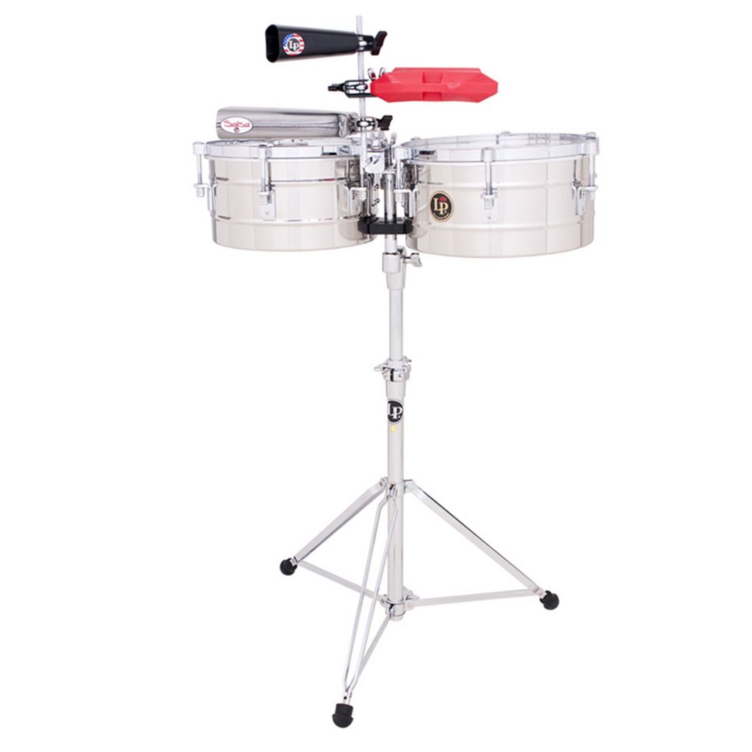 Latin Percussion Timbales Tito Puente en acier inoxydable - 13"/14" (LP256-S)