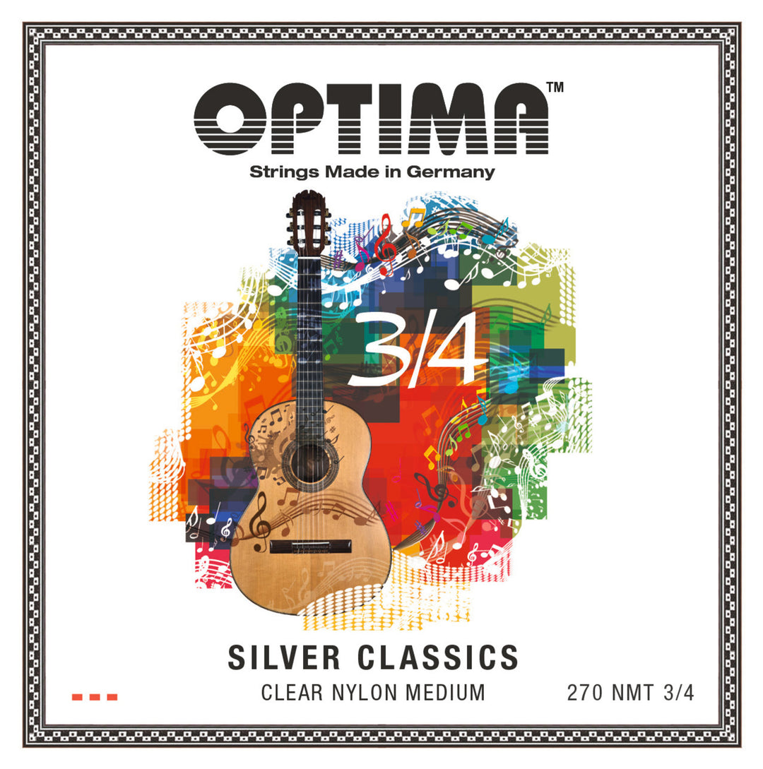 Optima Cordes pour Guitares classiques SILVER CLASSICS Cordes de Guitares pour enfants - Set 3/4 (270MT 3/4)