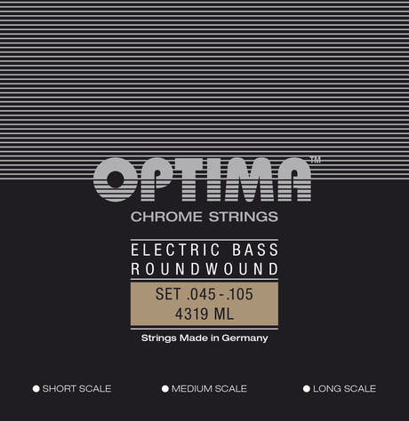 Optima E-Bass Strings Chrome Strings Round Wound Long Scale - Set 4-string med-light (4319ML)