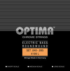 Cordes de basse électrique Optima Chrome Strings. Filet rond, diapason moyen - Jeu 4 cordes light (4199M)