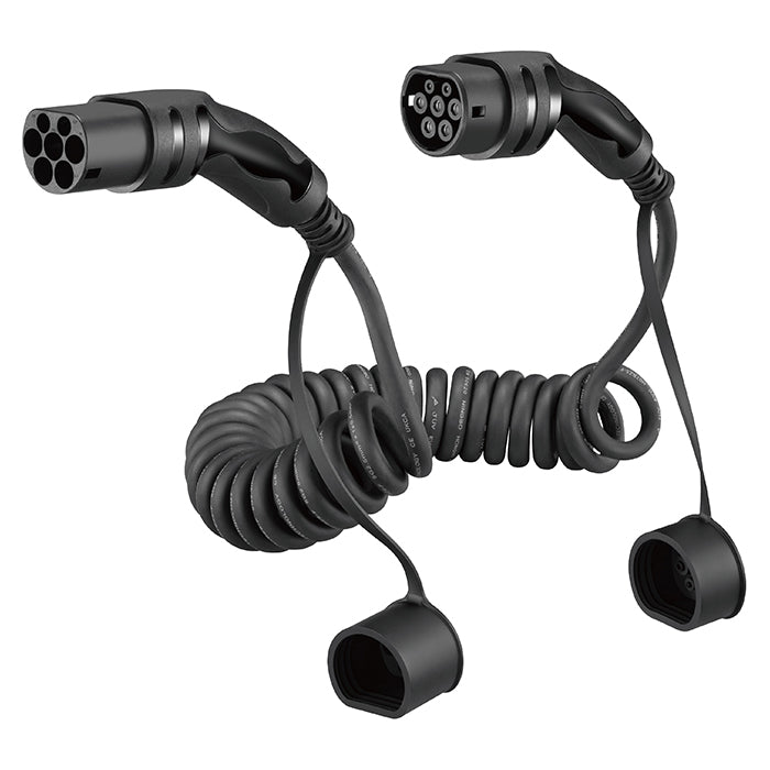 Câble de recharge spiralé Type-2 16A triphasé 5 Mètres