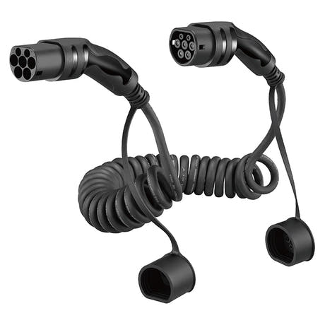Câble de recharge spiralé Type-2 32A triphasé 5 Mètres