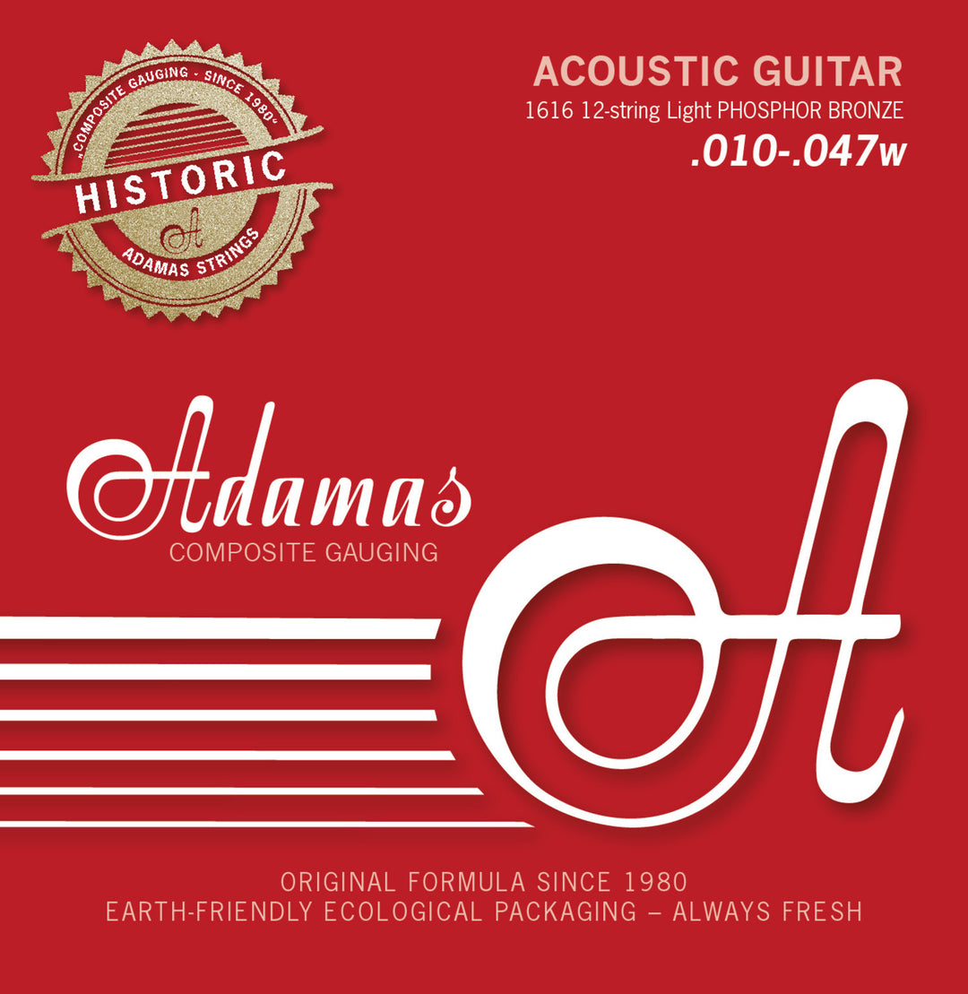 Adamas Cordes pour guitare acoustique Adamas Historic Reissue Phosphor Bronze - 12 cordes Light .010-.047 (1616)