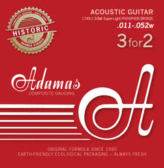 Cordes Adamas pour guitares acoustiques Adamas Phosphor Bronze Historic Reissue - Set de 3 Super-Light .011 (1749-3)