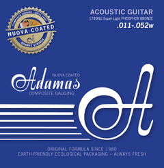 Cordes Adamas pour Guitares acoustiques Nuova en bronze phosphoreux gainées - Super-Light .011-.052 (1749NU)