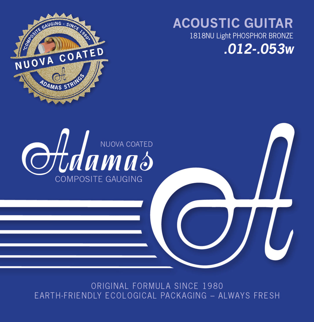 Cordes Adamas pour Guitare acoustique Nuova en bronze phosphoreux revêtu - Light .012-.053 (1818NU)