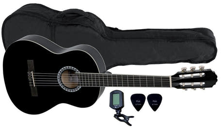 VGS Basic ensemble : guitare classique 3/4, noire, housse et accordeur