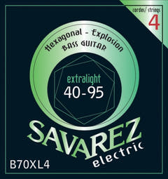 Cordes de basse électrique Savarez Hexagonal Explosion - 4 cordes Ex-Light (B70XL4)