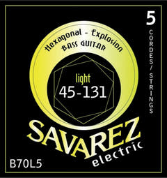 Savarez Cordes de basse électrique Hexagonal Explosion - 5 cordes Light (B70L5)