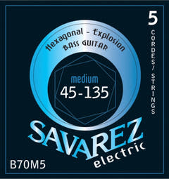 Cordes de basse électrique Savarez Hexagonal Explosion - 5 cordes. medium-Light (B70M5)