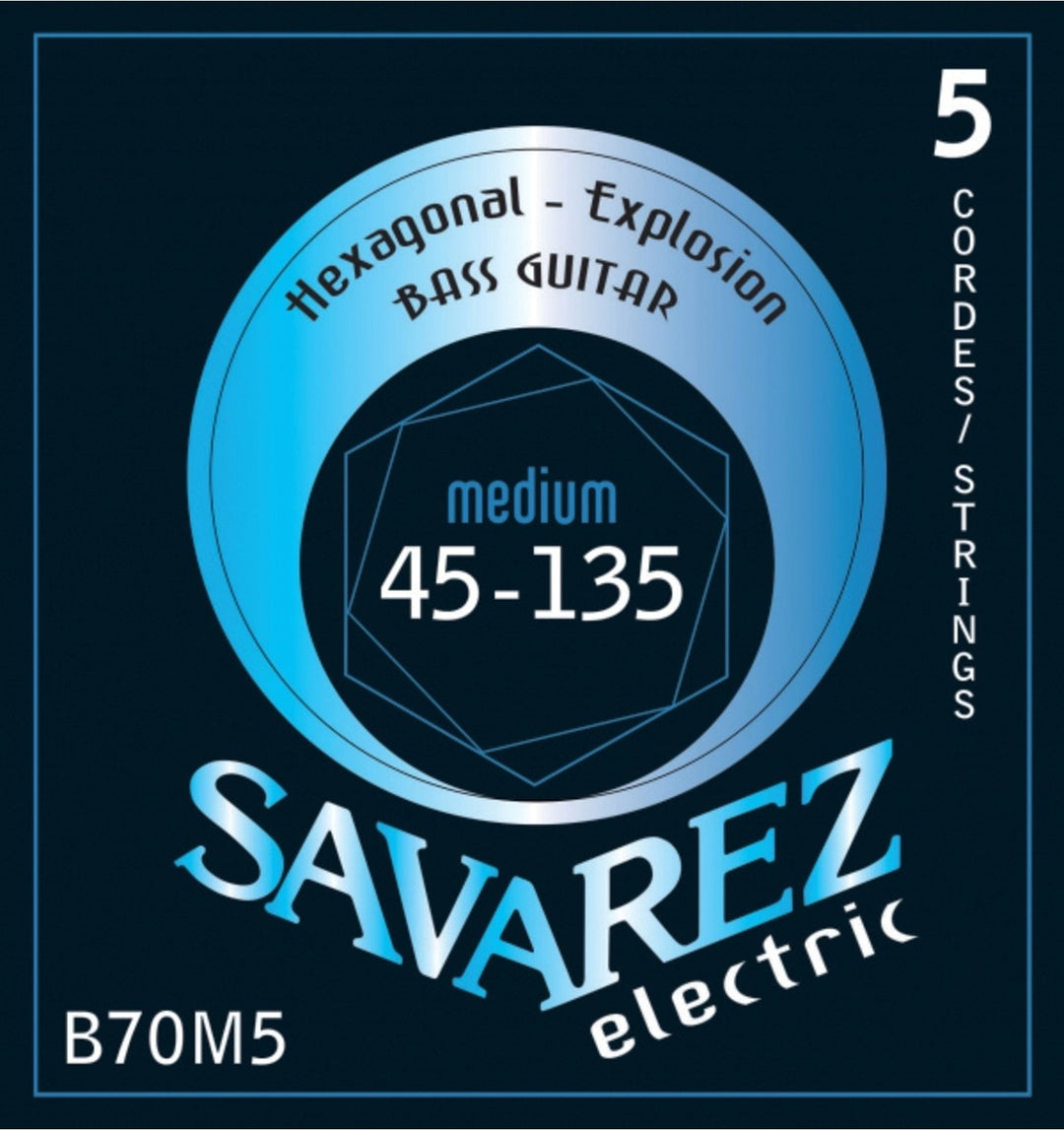 Cordes de basse électrique Savarez Hexagonal Explosion - 5 cordes. medium-Light (B70M5)