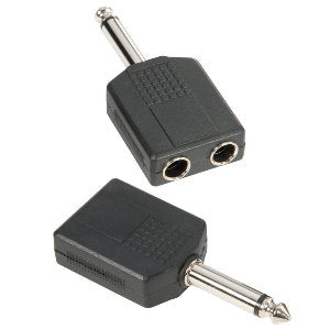 Adapter Audio Connector 2 x 6.3 mm Mono Jack Female to 6.3 mm Mono Jack