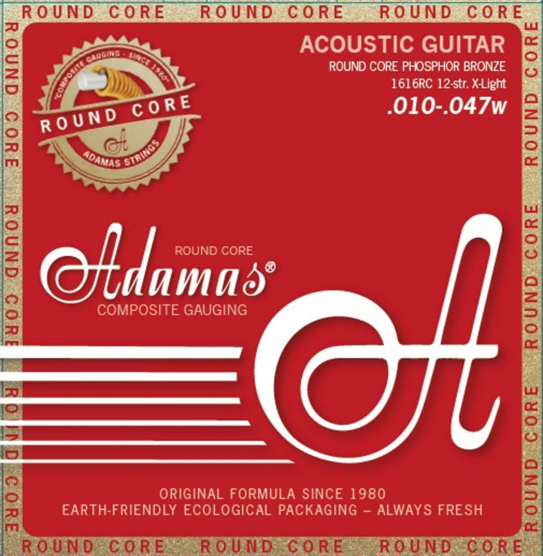 Cordes Adamas pour guitares acoustiques Historic Reissue Phosphor Bronze Round Core - 12 cordes Light .010-.047 (1616RC)