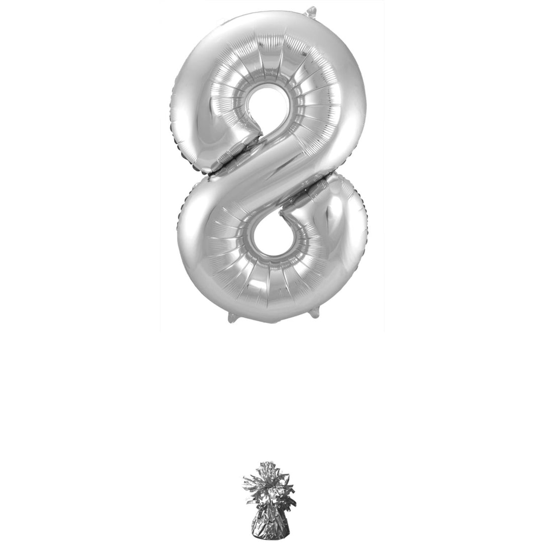 Ballon en Forme de Chiffre 8 (Argent, 86 cm)