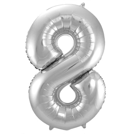 Ballon en Forme de Chiffre 8 (Argent, 86 cm)