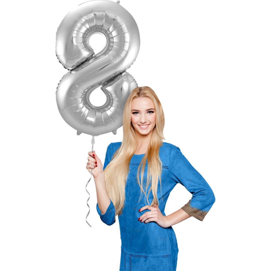 Ballon en Forme de Chiffre 8 (Argent, 86 cm)