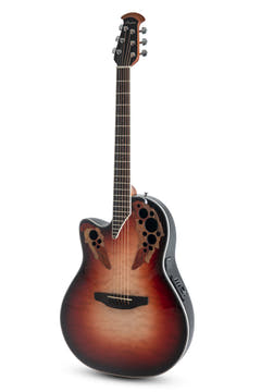 Ovation E-Acoustic guitares Celebrity Elite Plus Mid Cutaway - Lefthand Ruby Burst (CE44LX-1R-G)