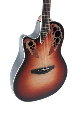 Ovation E-Acoustic guitares Celebrity Elite Plus Mid Cutaway - Lefthand Ruby Burst (CE44LX-1R-G)