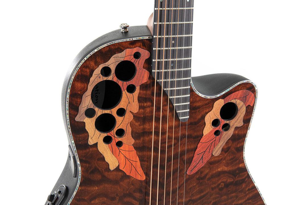 Ovation E-Acoustic Guitar Celebrity Elite Plus Mid Cutaway - Dark Tiger Eye (CE44P-TGE-G)