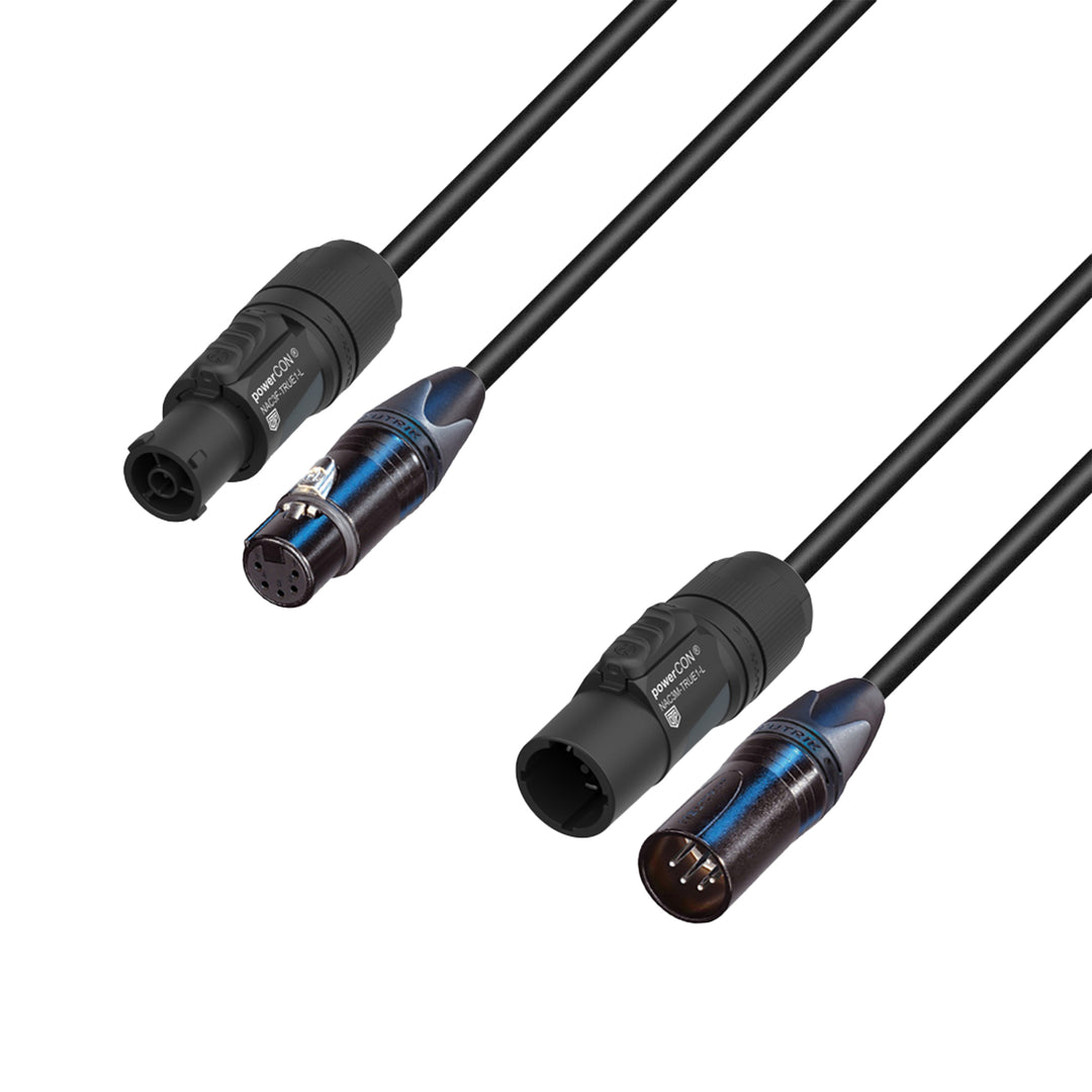 Adam Hall Cables 5 STAR H TCON 5D 1000 - Hybridkabel | Strøm og DMX | Neutrik® XLR 5-polet x TRUE1® | 10 m