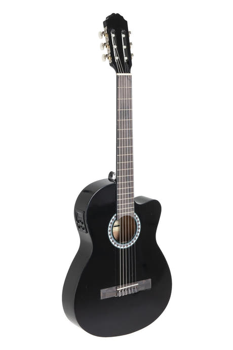 Guitare classique électro-acoustique VGS BasicPlus, noire, Slim Body