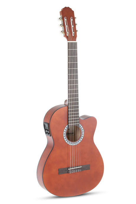VGS Basic guitare classique électro-acoustique, couleur noyer, Slim Body