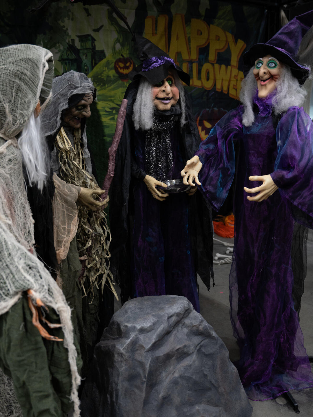 Halloween-figur heks, animeret, 175 cm