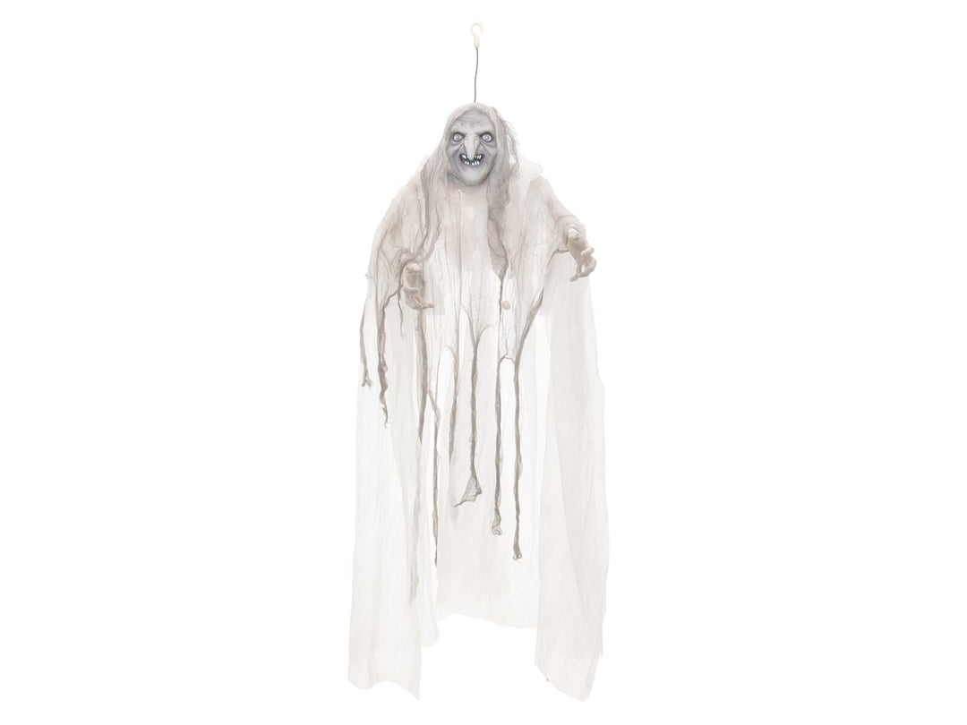 Sorcière d’Halloween, blanche, animée, 170 cm