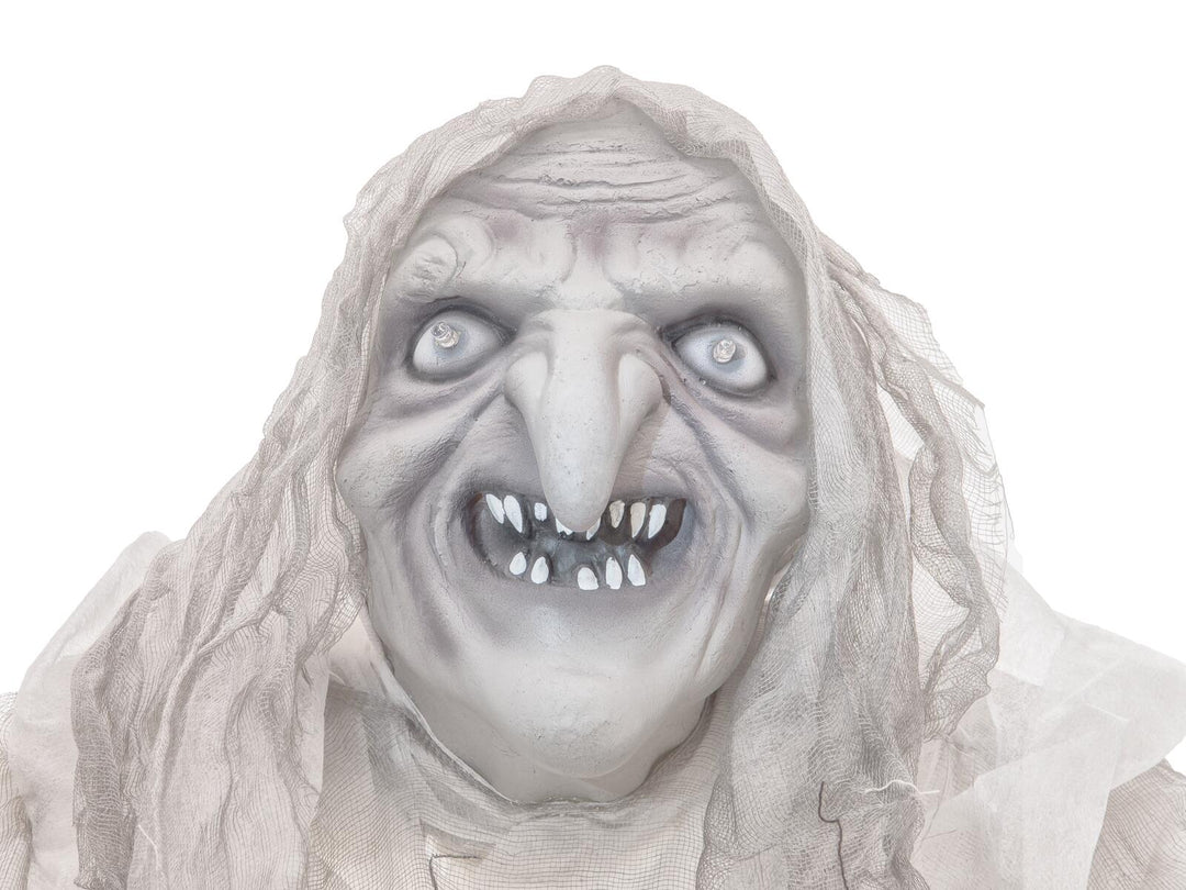 Sorcière d’Halloween, blanche, animée, 170 cm