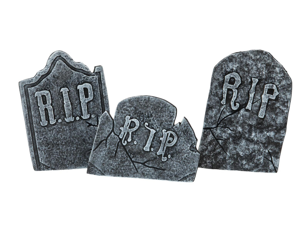 Set de pierres tombales d'Halloween, 3 pièces, gris