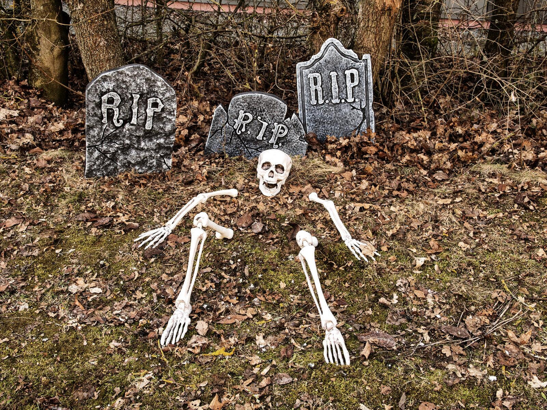 Set de pierres tombales d'Halloween, 3 pièces, gris