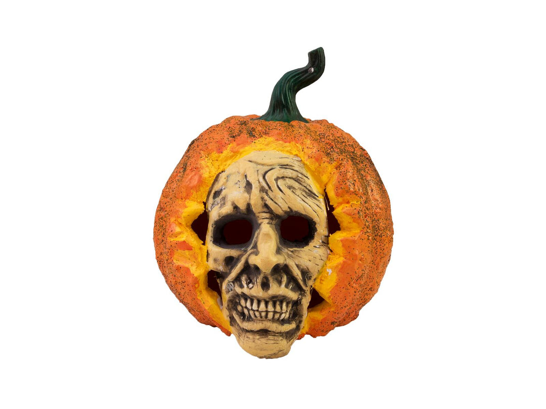 Halloween græskar med kraniemaske, orange, 26 cm