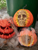 Halloween græskar med kraniemaske, orange, 26 cm