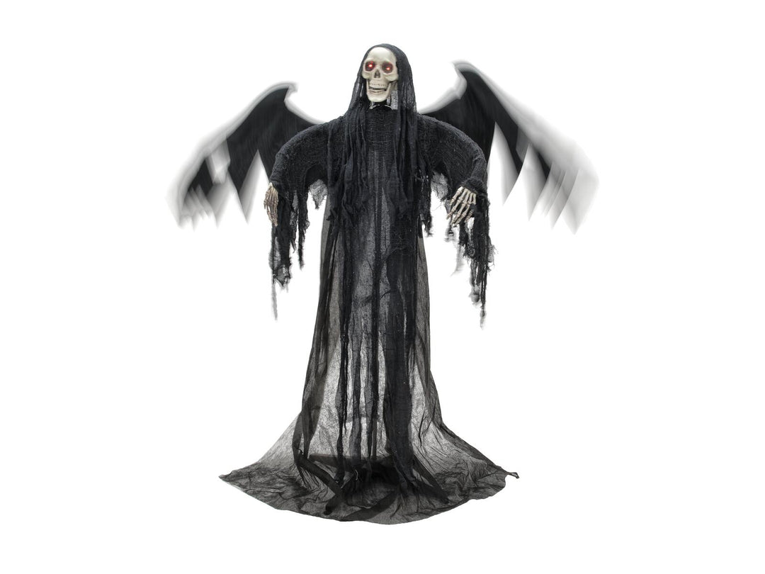 Halloween sort engel, animeret, 175 cm