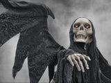 Halloween sort engel, animeret, 175 cm
