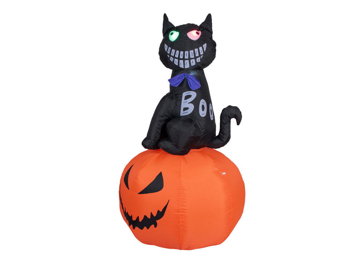 Halloween oppustelig figur kat med græskar, 180 cm