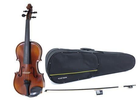 GEWA Violons Allegro - 4/4 pour gaucher (Prêt à jouer, incl. étui profilé, archet en carbone, cordes Larsen Aurora, sécurisé pour le transport)