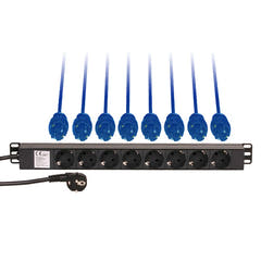 Adam Hall 1U Rack Distributeur de Courant (Schuko)