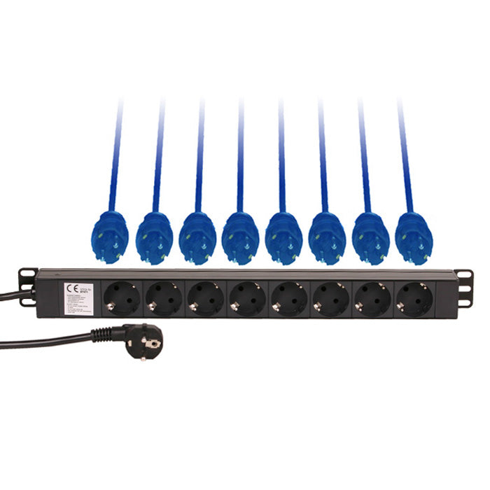 Adam Hall 1U Rack Distributeur de Courant (Schuko)