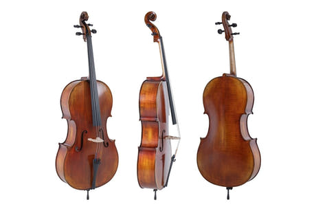 GEWA Violoncelle Maestro 2 - 4/4 (Prêt à jouer, housse, archet en carbone et cordes Larsen Aurora inclus, protection de transport)