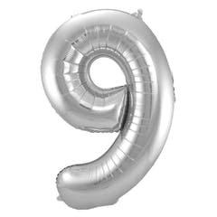 Ballon en Forme de Chiffre 9 (Argent, 86 cm)