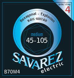 Cordes de basse électrique Savarez Hexagonal Explosion - 4 cordes. Medium (B70M4)