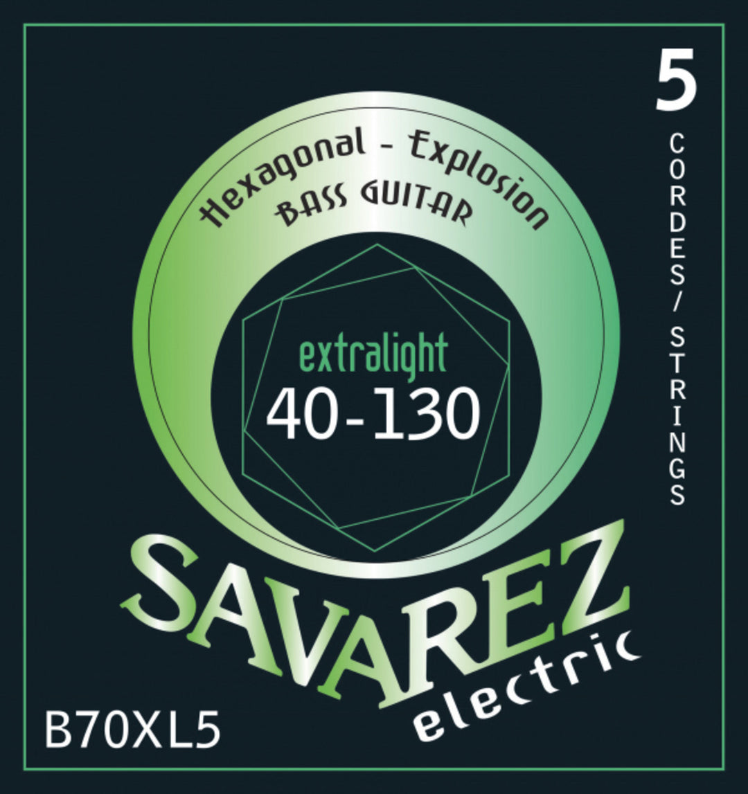 Savarez Strings de basse électrique Hexagonal Explosion - 5 cordes Ex-Light (B70XL5)