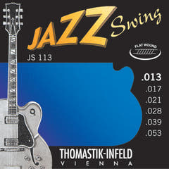 Cordes Thomastik-Infeld pour guitare électrique Jazz Swing Series Nickel Flat Wound - Jeu 013 flatwound (JS113)