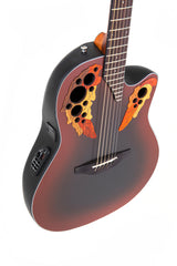 Ovation E-Acoustic Guitar Celebrity Elite Mid Cutaway - Reverse Red Burst (CE44-RRB-G)