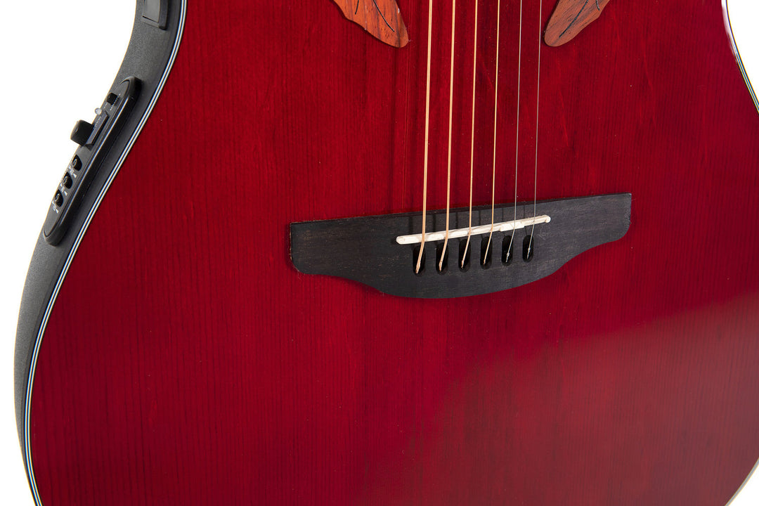 Ovation E-Acoustic Guitar Celebrity Elite Mid Cutaway - Ruby Red (CE44-RR-G)
